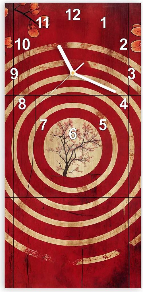 Wanduhr aus Glas mit Motiv Blumenmuster Kreise- 30 x 60 cm - inkl. Aufhängesystem