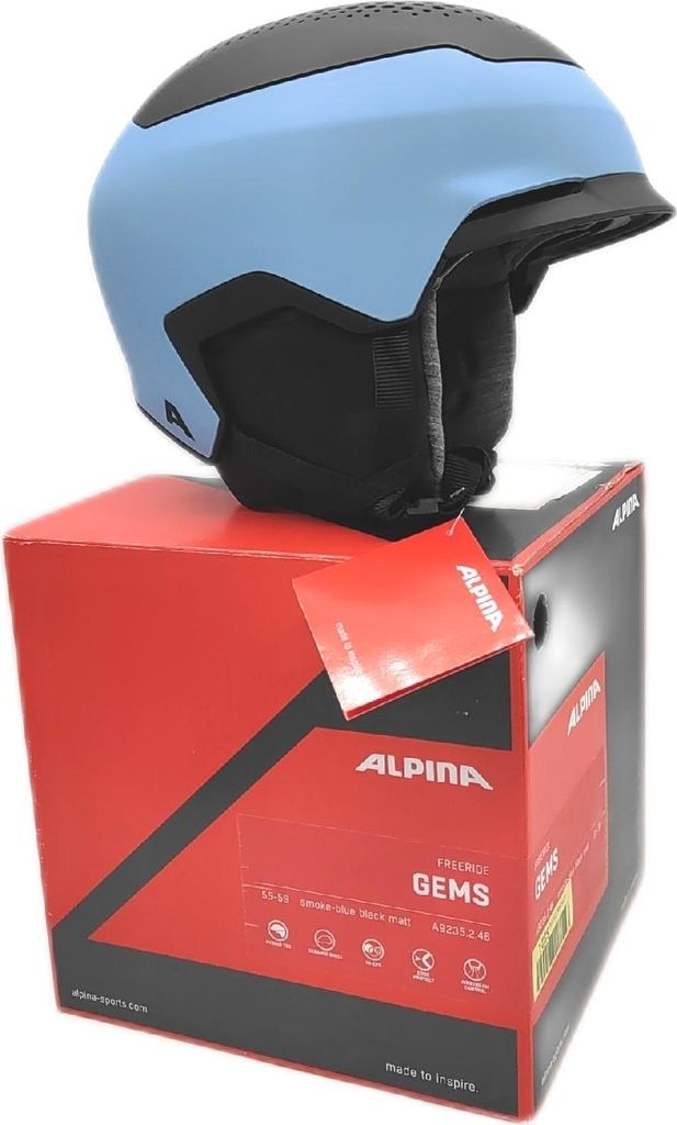 Alpina Skihelm Helm Schutz GEMS Smoke Blue Black matt Erwachsene Performance