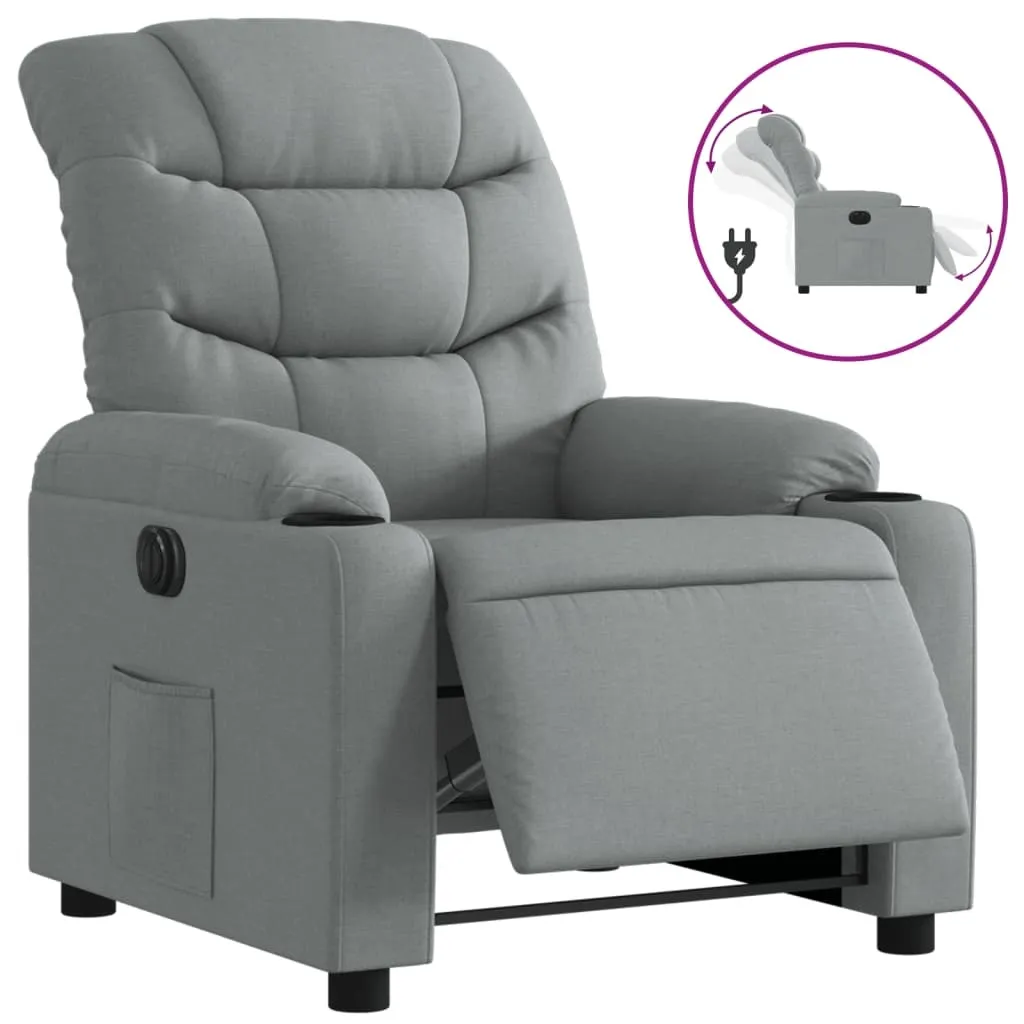 Soulagez votre dos : Fauteuil inclinable électrique gris clair en tissu