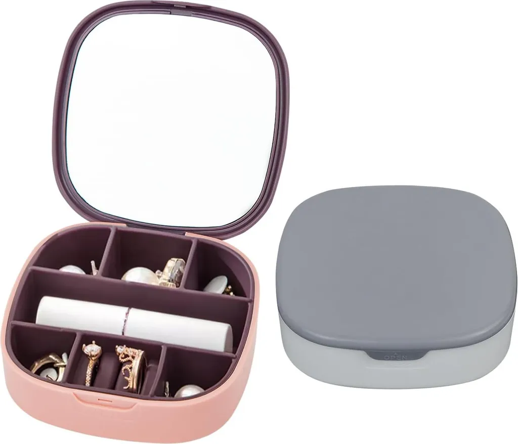 Set de 2 : Boîte de rangement bijoux et sac de voyage en velours doux