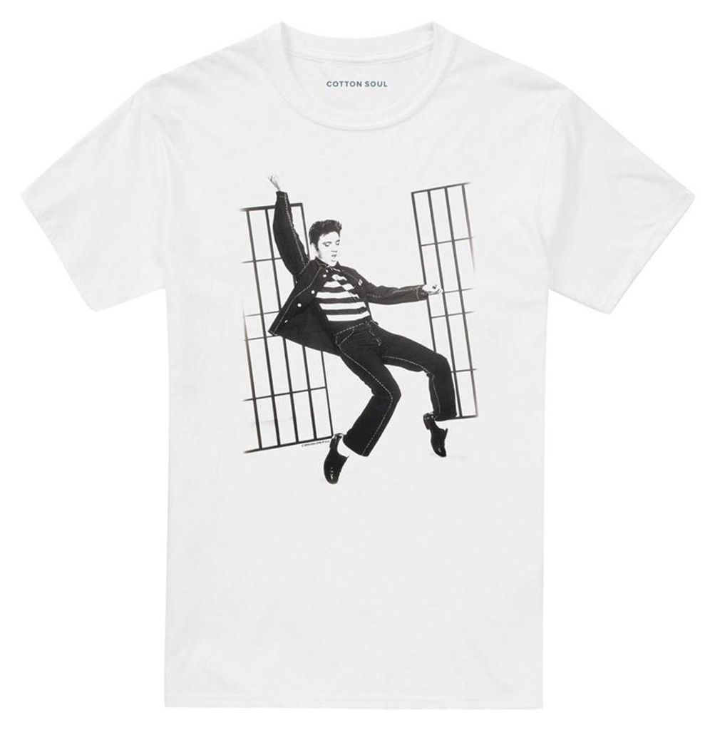 Elvis Presley - "Jailhouse Rock" T-Shirt für Herren/Damen Uni TV33425 (3XL) (Weiß)