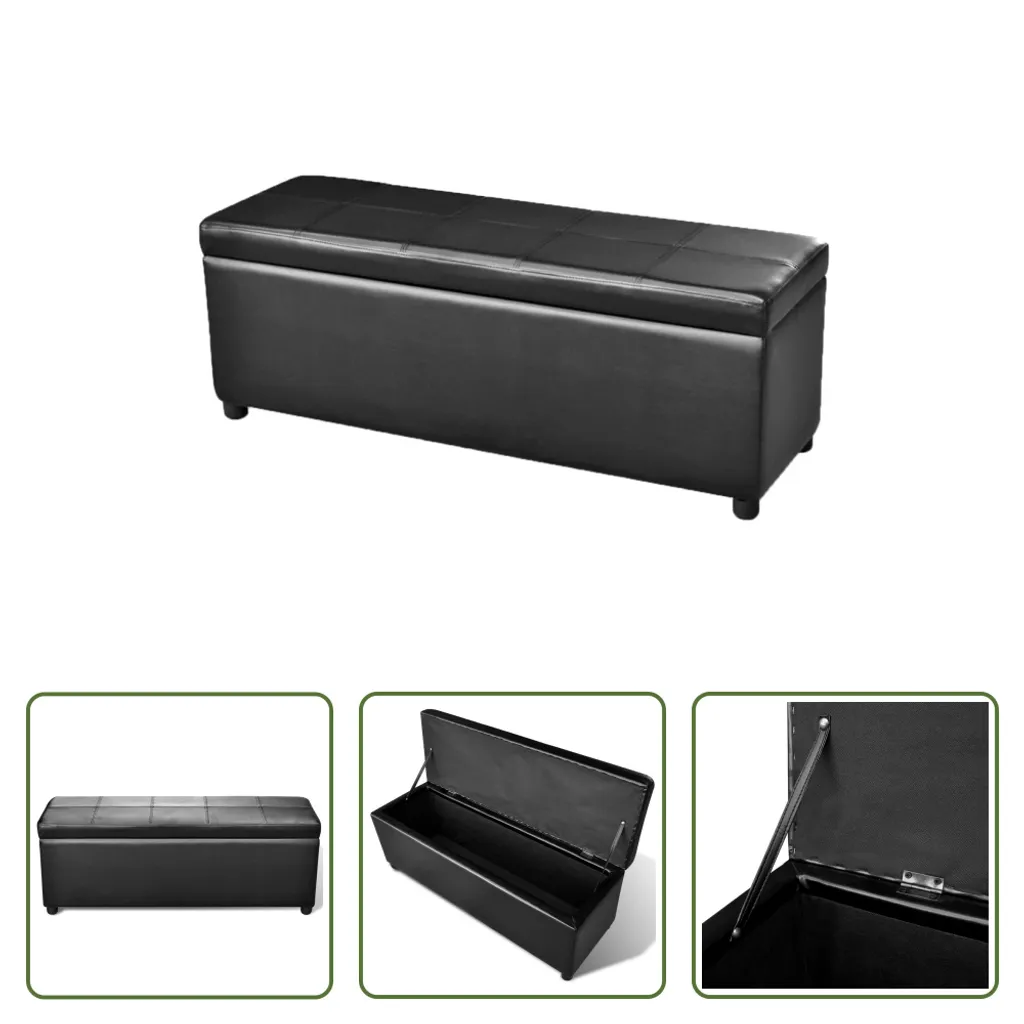 Banc de rangement robuste bois noir avec grande capacité de stockage