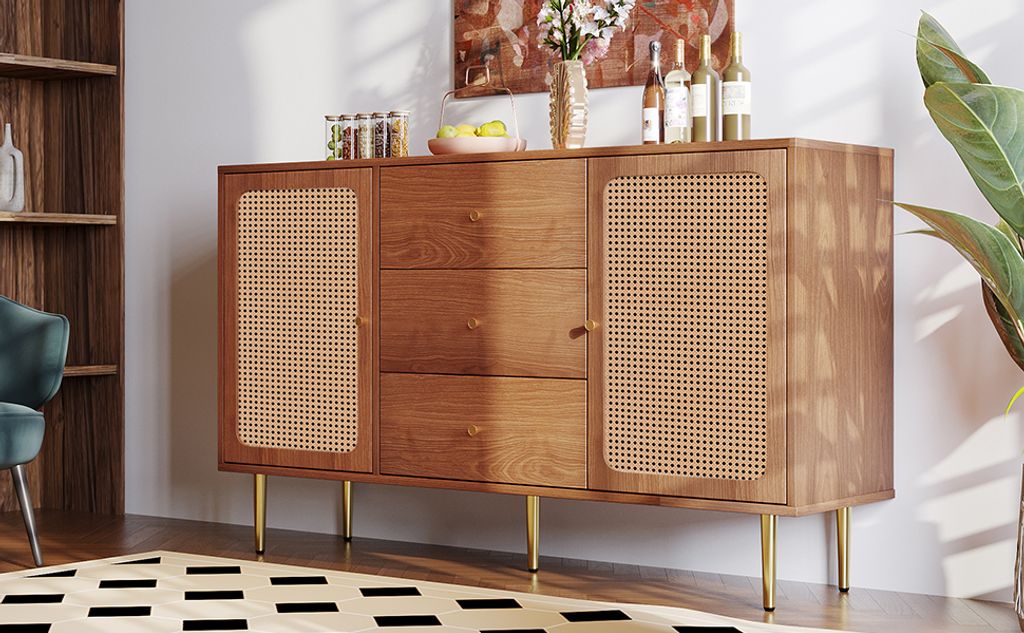 Rattanowa komoda z 2 drzwiami i 3 szufladami, regulowana Zdjęcie produktu 14