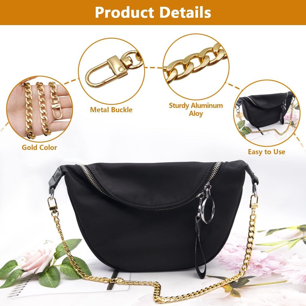 4er Set Taschenketten Aus Aluminium – 120 Cm Länge, In Gold & Silber, Mit Karabinern Und D-Ringen