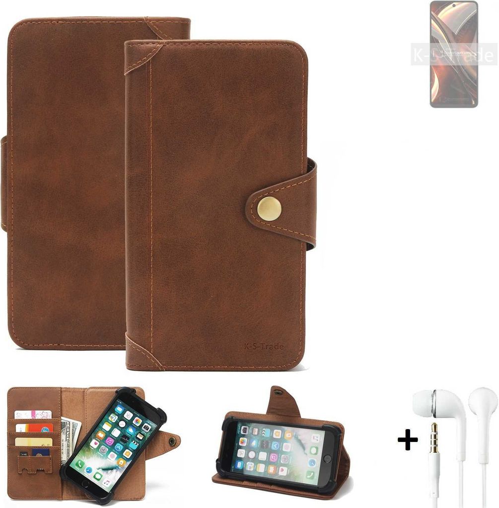 K-S-Trade Handyhülle + Kopfhörer für UMIDIGI A13 Pro Max 5G Schutz Hülle Walletcase Bookstyle Tasche Case Handytasche Wallet Flipcase Cover PU