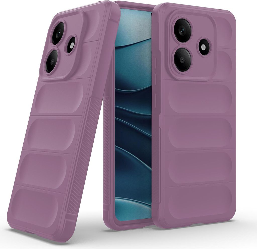 Two phone cases are shown, one in the foreground and one leaning against it, with a phone screen visible between them.