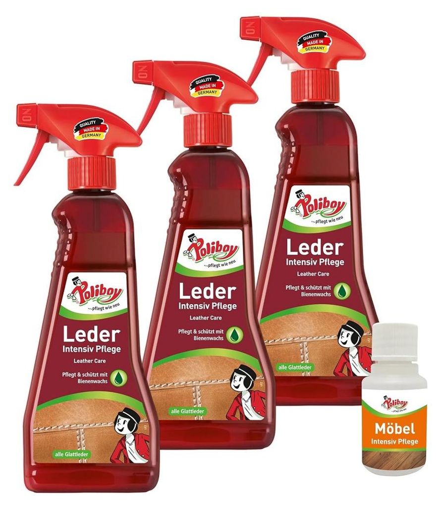 Poliboy Leder Intensiv Pflege 3er  Set - je 375ml - inkl. Produktbild 