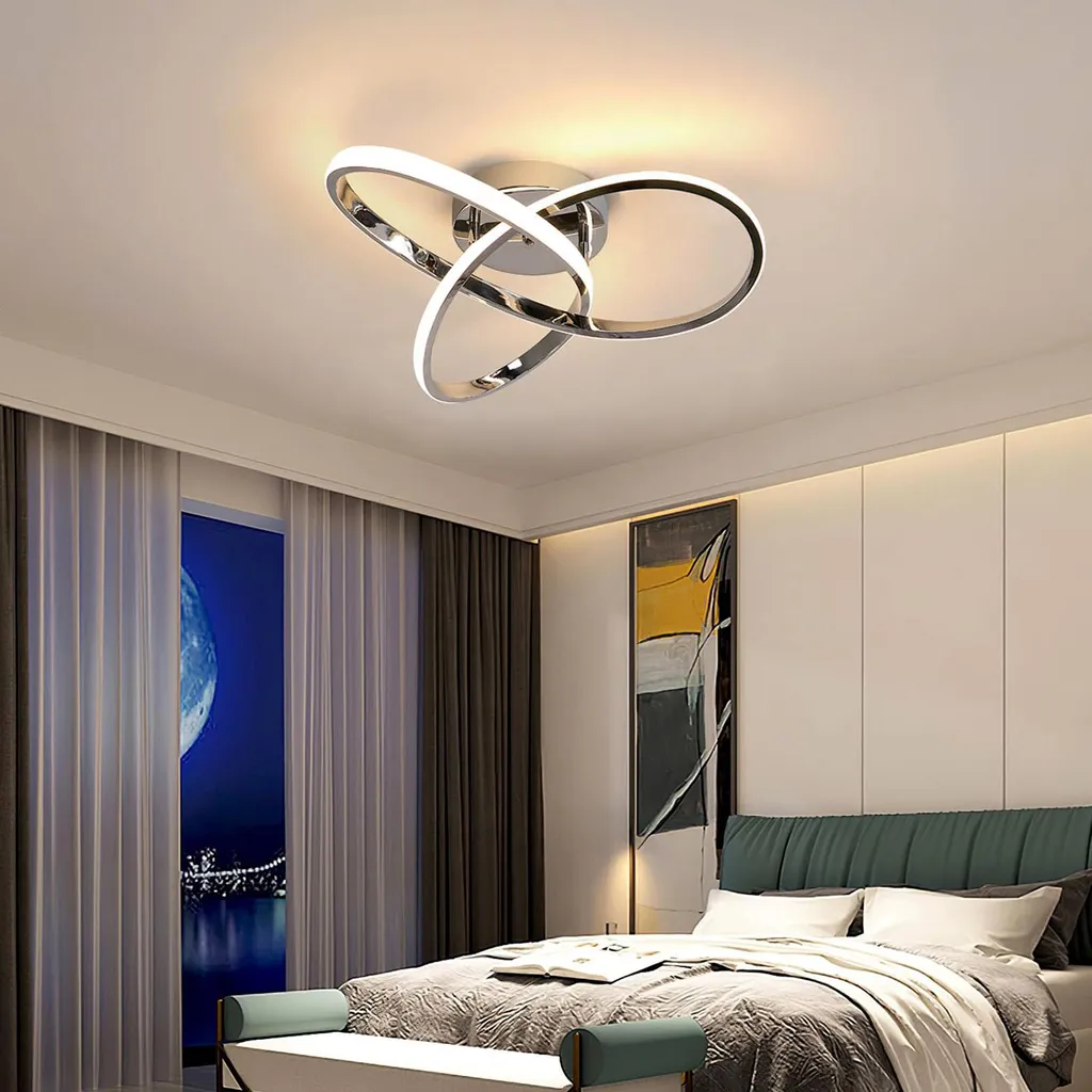Plafonnier Argent Design Moderne Économe en Énergie Interchangeable - 4