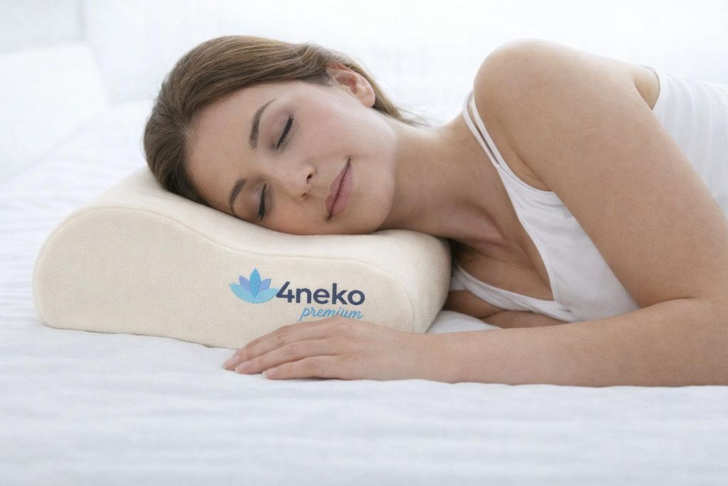 Orthopädisches Nackenkissen aus Memory-Schaum – ergonomisches Schlafkissen mit glatter Baumwollhülle, 50 × 32 × 11/9 cm