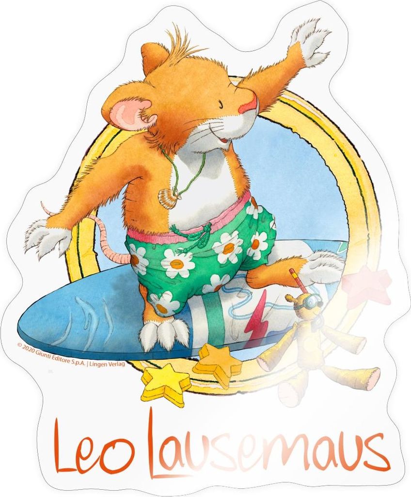 Spreadshirt Leo Lausemaus Sommer Surfer Urlaub Sticker Aufkleber, 10 x 10 cm, Transparent glänzend