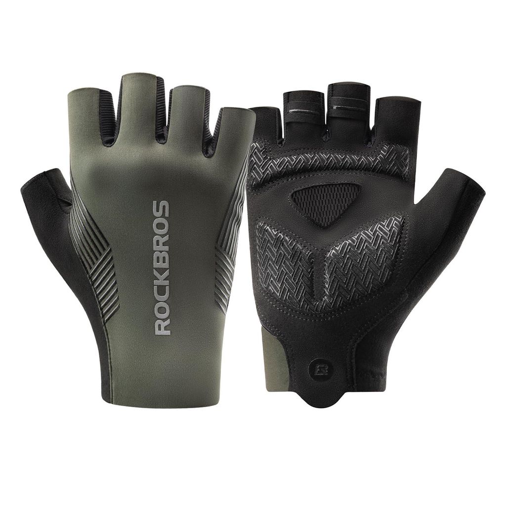 ROCKBROS Handschuhe Fahrrad Atmungsaktiv Fahrradhandschuhe Fingerlos Stoßdämpfung für Fahrrad Herren Damen Schwarz-grün M
