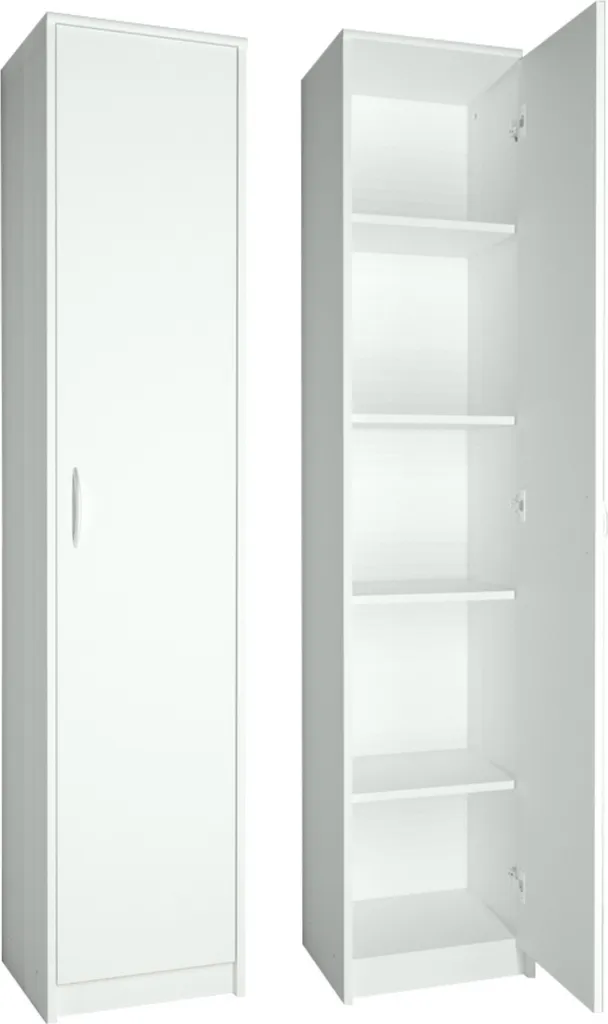 Meuble de rangement blanc mat 5 niveaux, étagère sur pied porte de 39cm