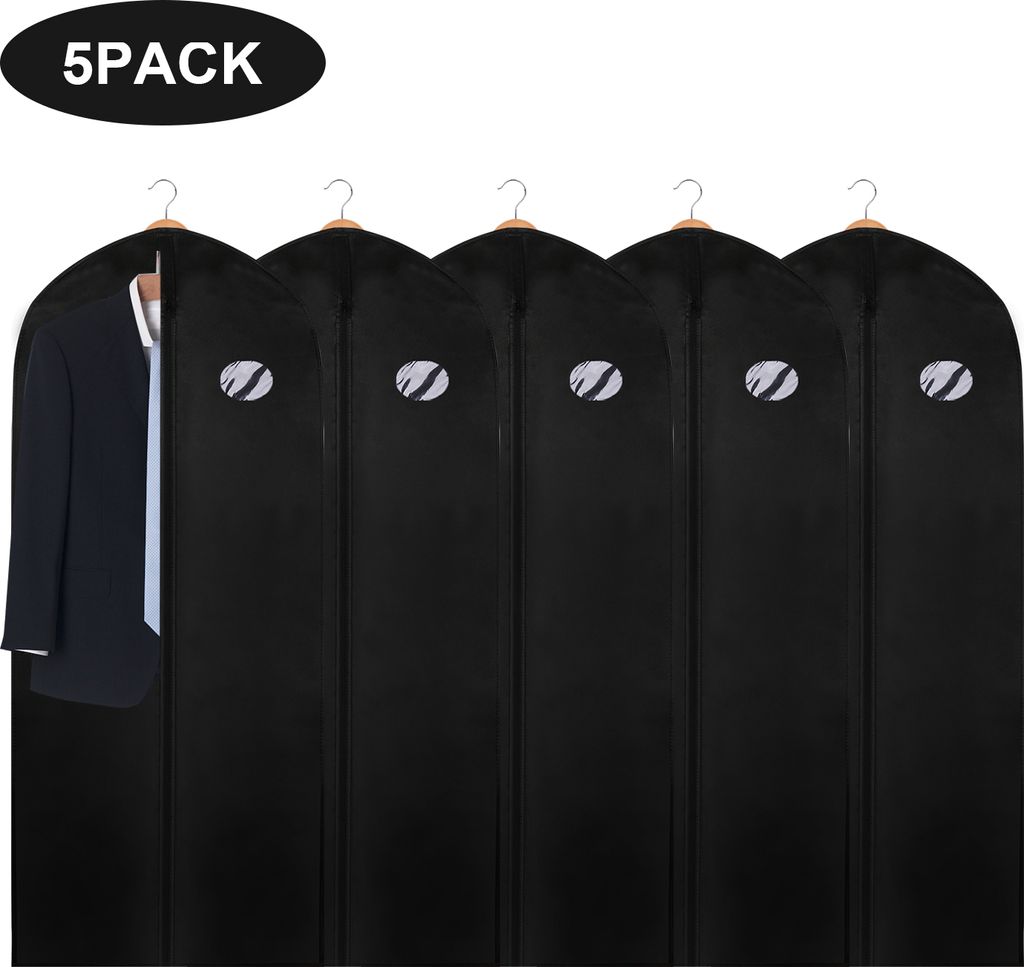 Hengda Kleidersack 5er 150x60cm Schutzhülle Kleiderhülle mit einem Griff schwarz Schuhsack