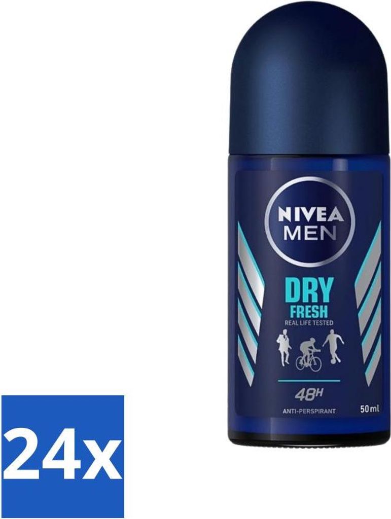 Nivea Men Deodorant Roller Dry Fresh 48 Stunden Langzeitwirkung 50 ml - Vorteilspack - 24 Stücke