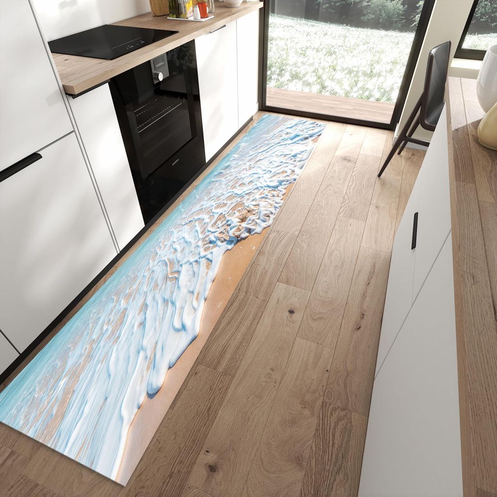 Küchenteppich 60x300cm rutschfest & abwischbar PVC Läufer - Tropischer Strand