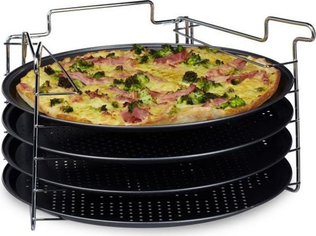 Pizzateller 4er-Set mit Ständer