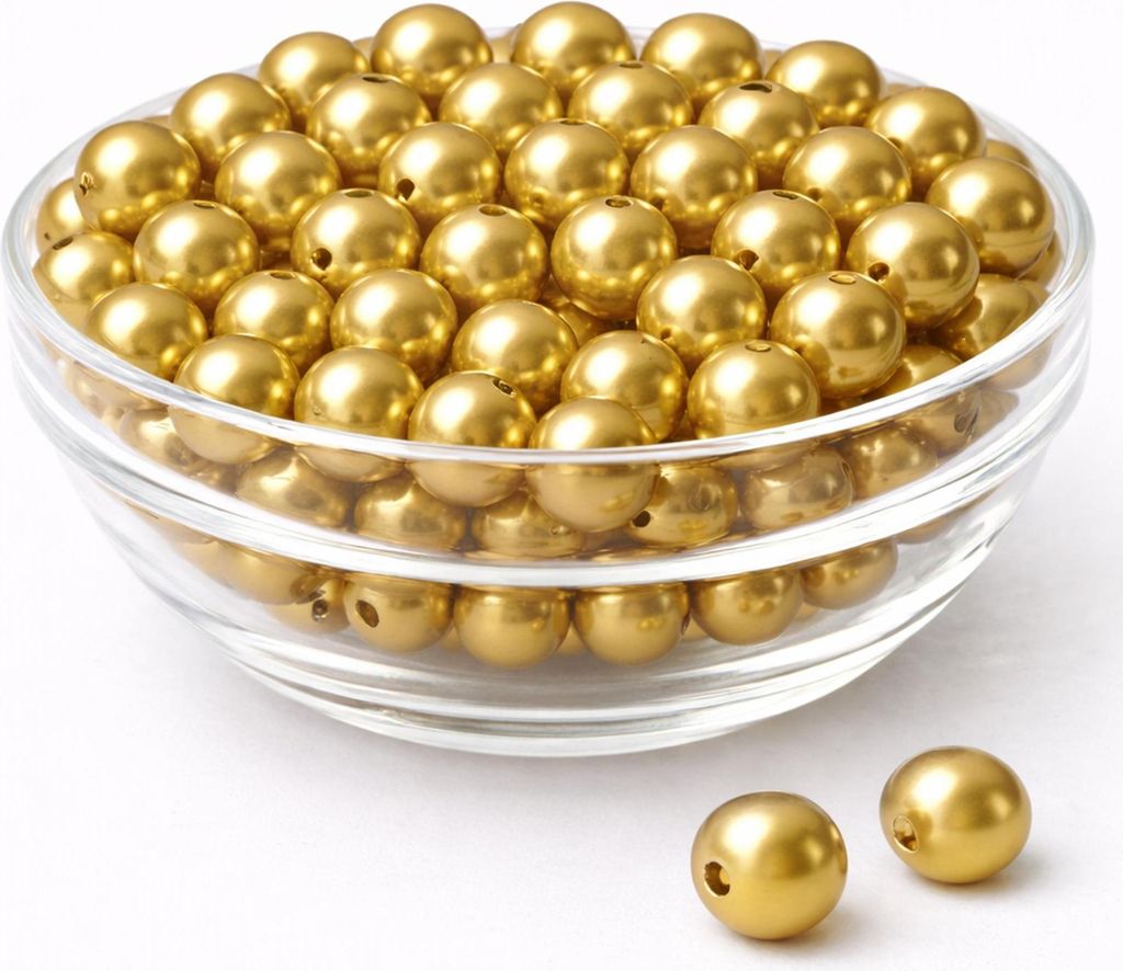 Kunstperlen 300g Wachsperlen Rundperlen 2mm Loch Bastelperlen Großpack gold 10mm