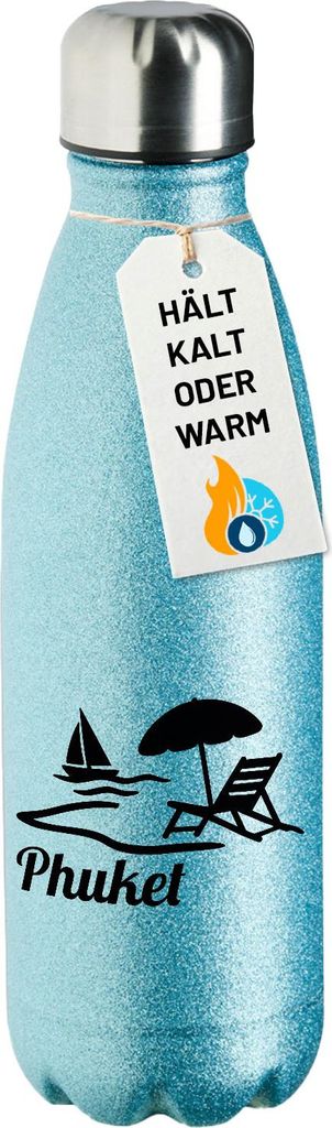Huuraa Trinkflasche Phuket Inselmotiv Thailand 500ml Blue Edelstahl Wasserflasche Trinkflasche Geschenkidee