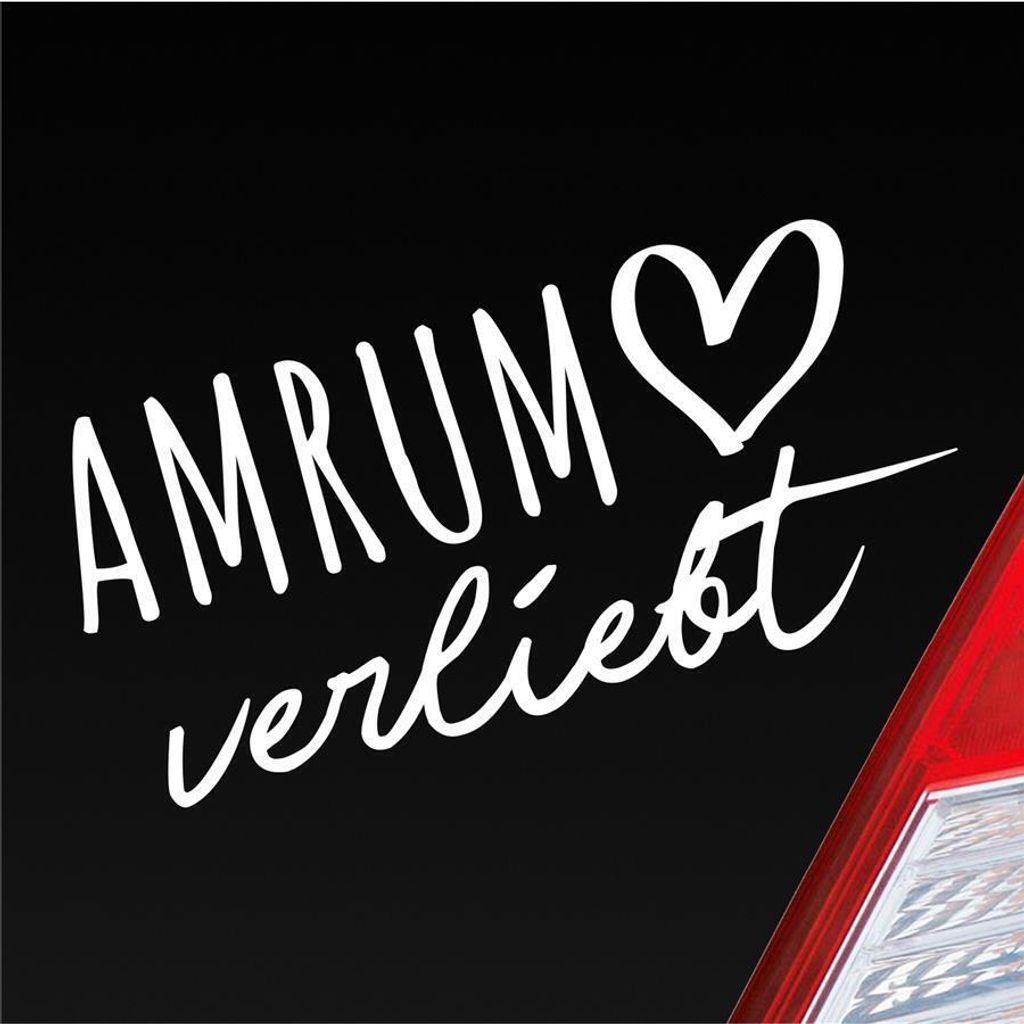 Auto Aufkleber Amrum verliebt Herz Insel Nordsee Liebe Car 19x9 cm Weiss Glanz Sticker Heckscheibenaufkleber