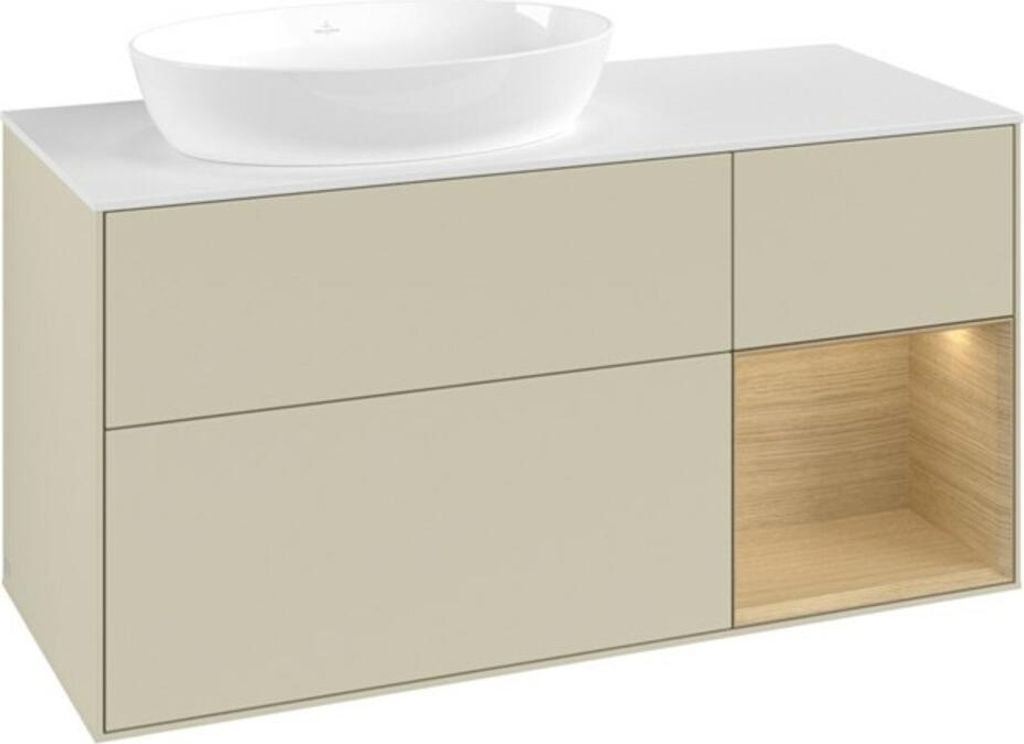 V&B Waschtischunterschrank Finion 120cm, Pl wh. m, Reg Oa ven, si Gr m Lac