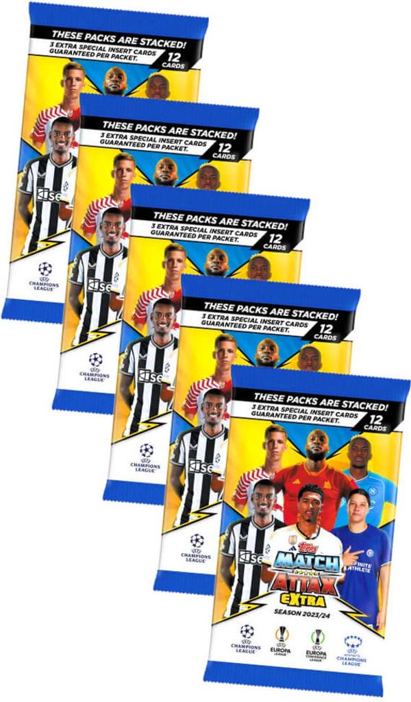 Topps Match Attax Karten Champions League Extra 2023-2024 - 5 Booster Sammelkarten