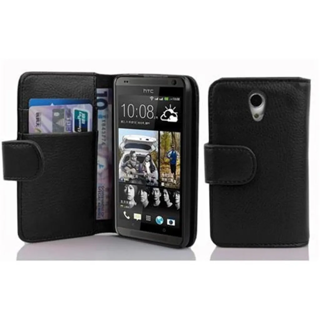 Cadorabo custodia protettiva per HTC Desire 700 cover in nero custodia per cellulare cover posteriore borsa in Similcuoio