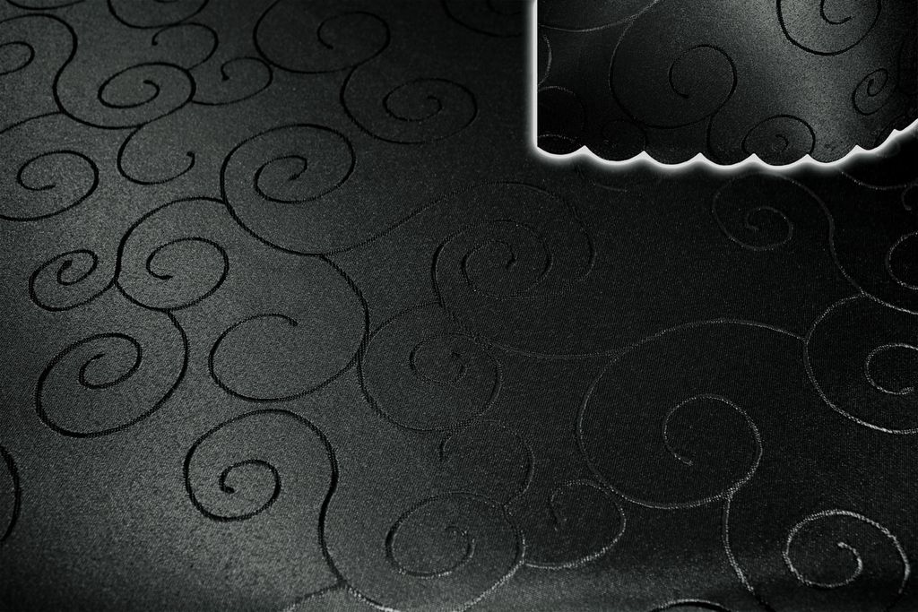 Tischdecke schwarz 110x140 cm eckig damast Ornamente Mitteldecke bügelfrei fleckenabweisend