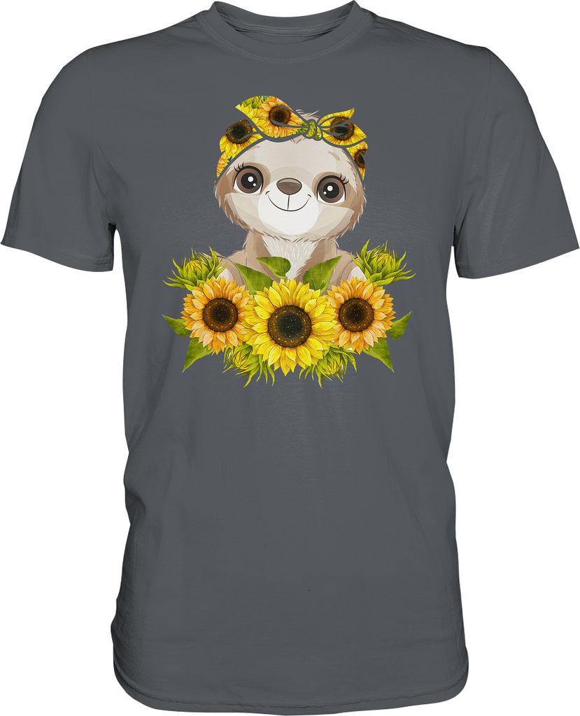 Faultier Sonnenblumen T-Shirt Garten Motiv Gärtner Geschenk Produktbild 