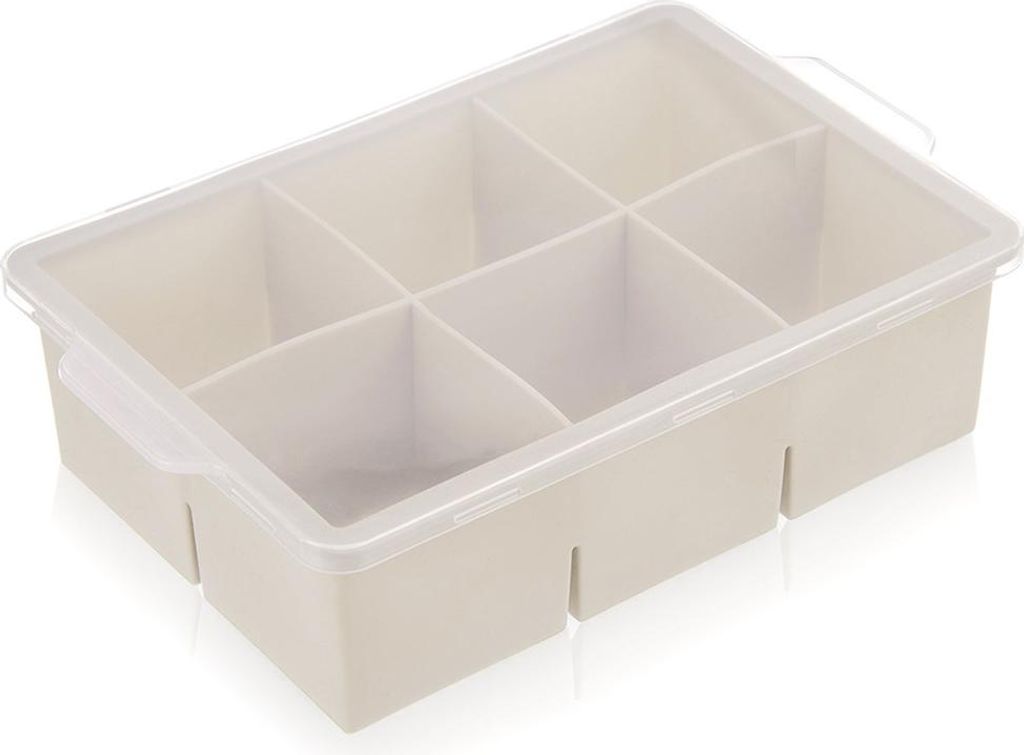Orion | Eiswürfelform - Beigefarben - 18,5x12x5 cm - 6 große Eiswürfel - Silikondeckel