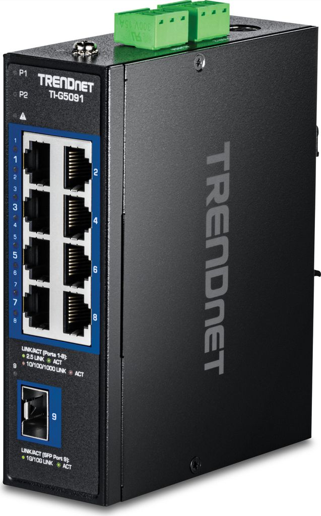 TRENDnet TI-G5091 DIN-Rail Switch 9-Port Industrial 2.5G mit 10G SFP+ Port