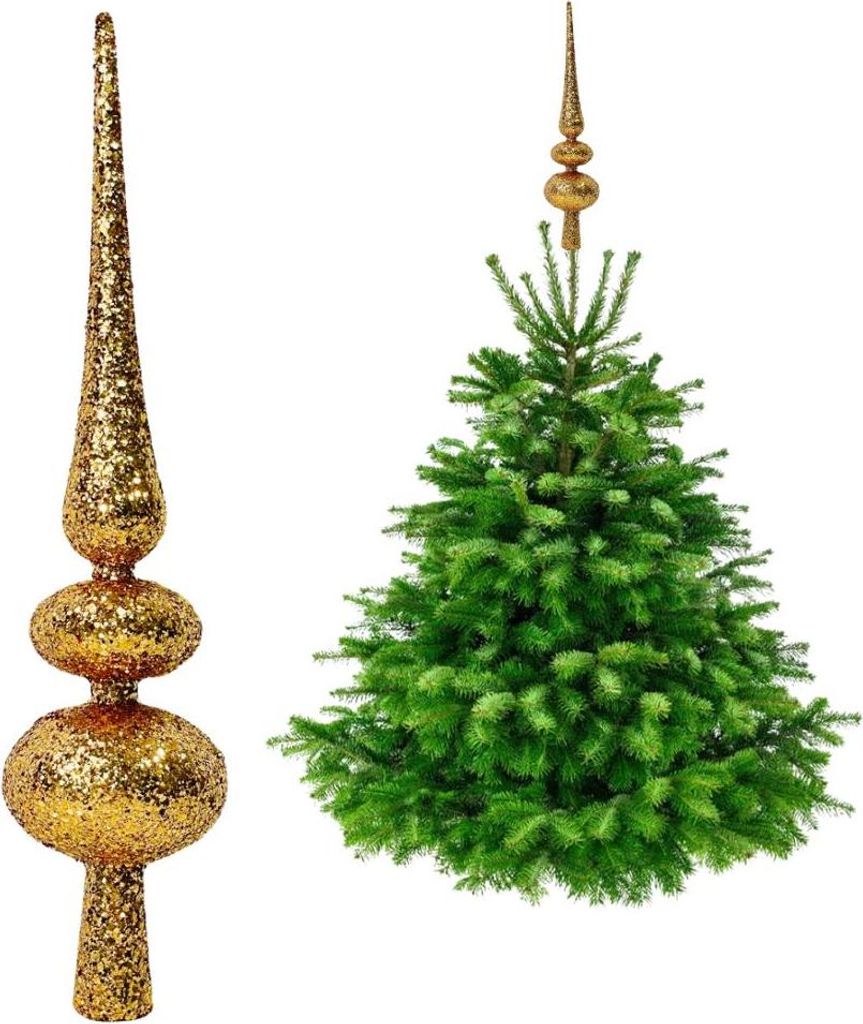 Christbaumspitze Gold - Glitzer Christbaumspitze 29 cm