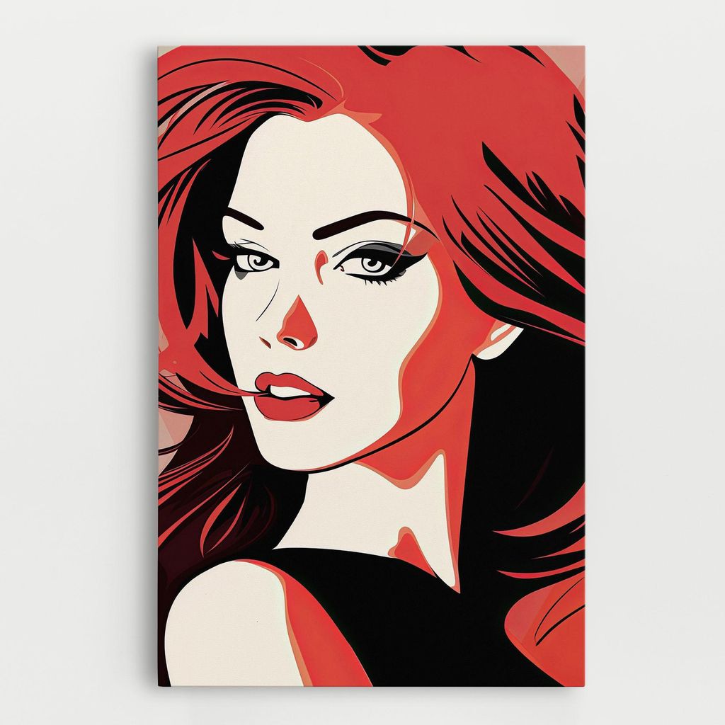 ARTHUB Leinwandbild 30x40 cm, Red Hair Pop Art | Wohnzimmerdekoration, Hängende Bilder, Wanddekoration, Heimdekoration, Moderne, Pop