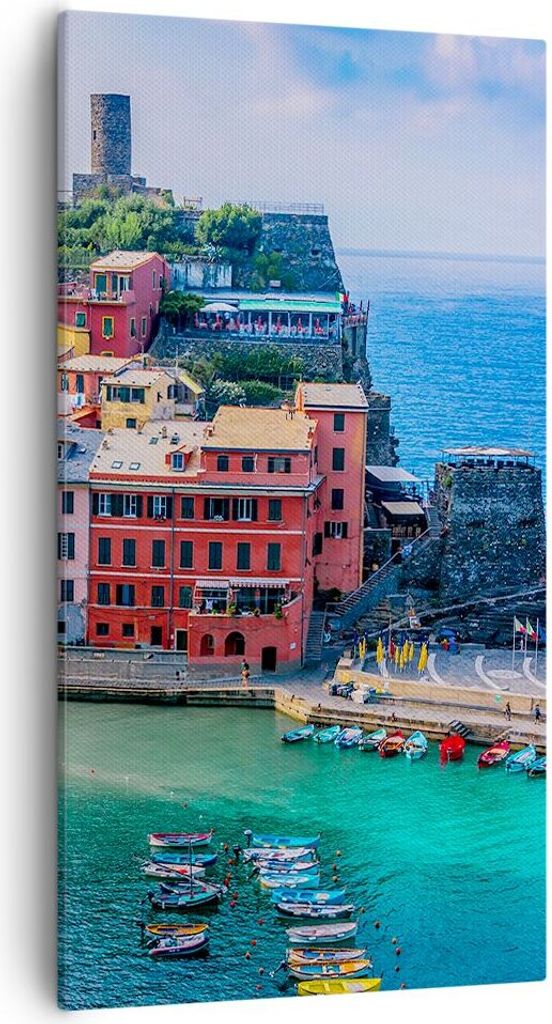 Bild auf Leinwand - Leinwandbild - Einteilig - Farben Gebäude Italien - 55x100cm - Wand Bild - Wanddeko - Wandbilder - Leinwanddruck - Bilder - Wa...