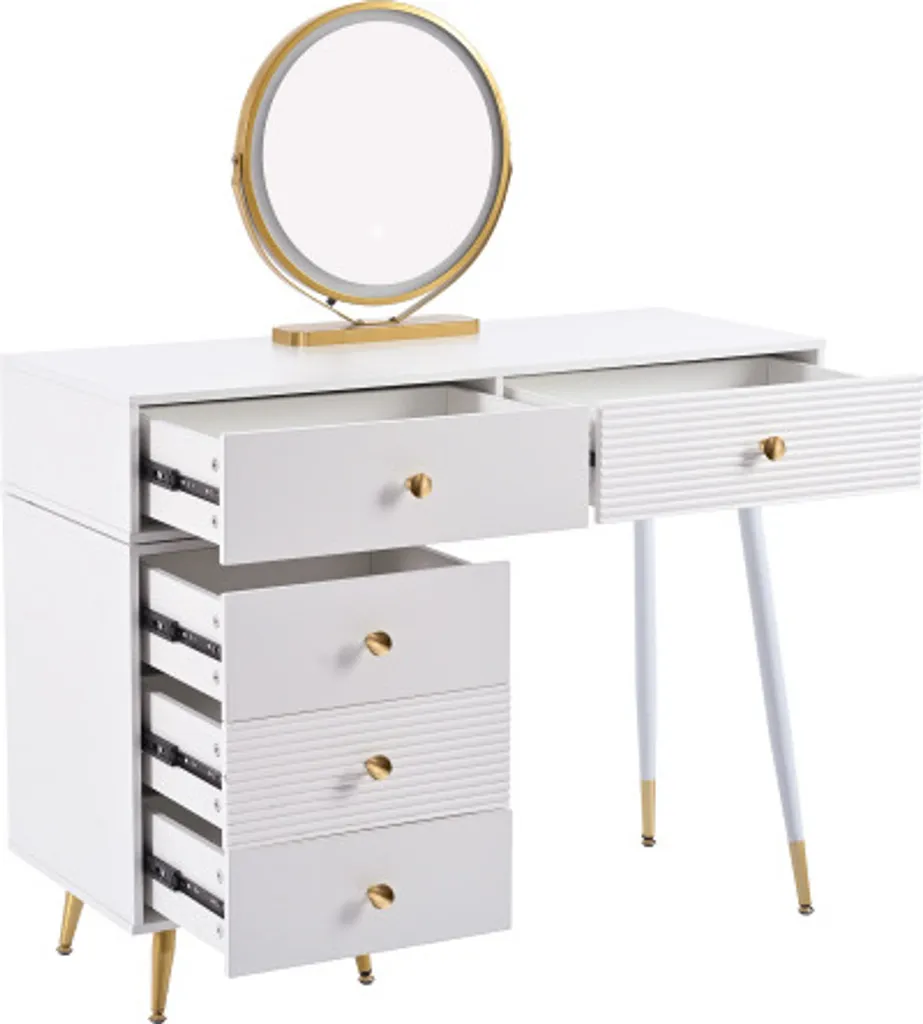 Coiffeuse LED pour Chambre Moderne avec Miroir et Rangement Modulable - 5