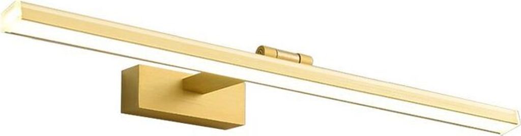 A modern gold LED wall lamp is shown against a white background.