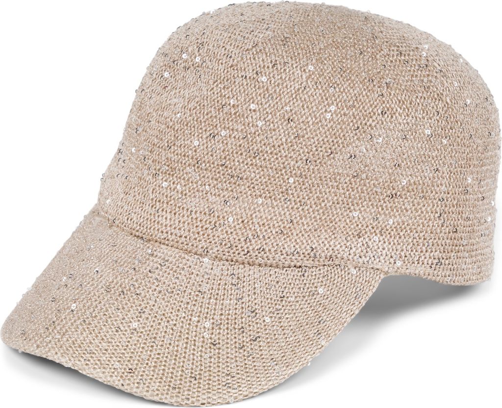 styleBREAKER Damen Sommer Baseball Cap gewebt mit Pailletten | Luftiges Basecap mit Metallschnalle verstellbar | Einfarbige Schildkappe für Strand...