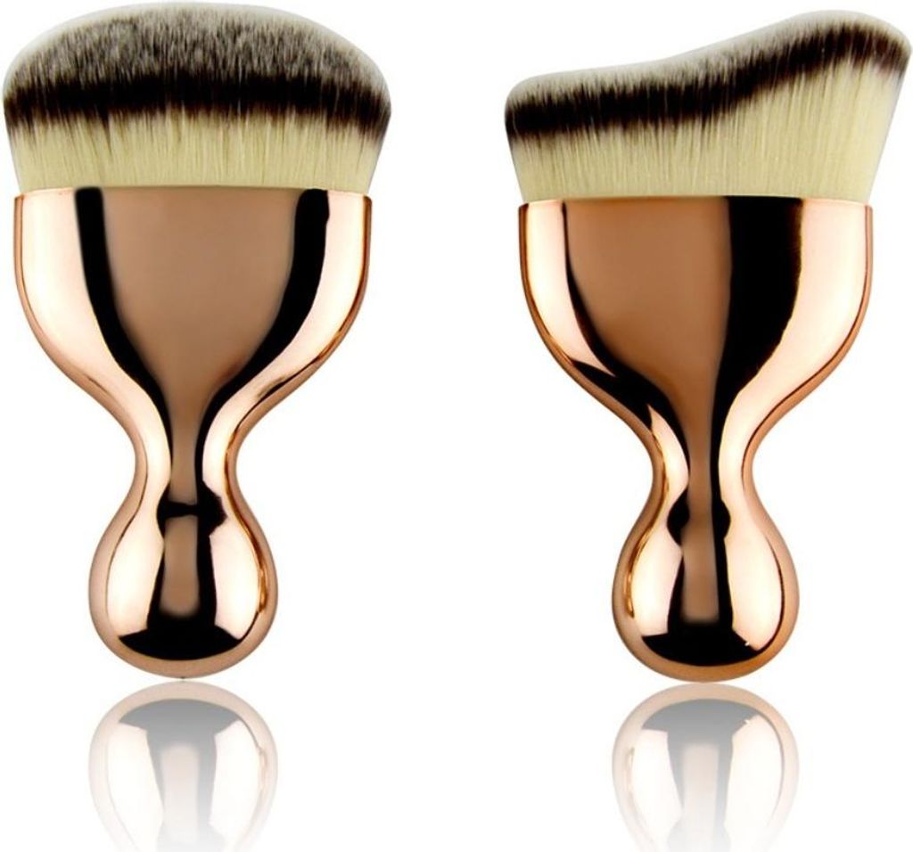 INF High Heel Konturen Make-up Pinsel Set Goldgriff Tricolor Borsten 2 Stück