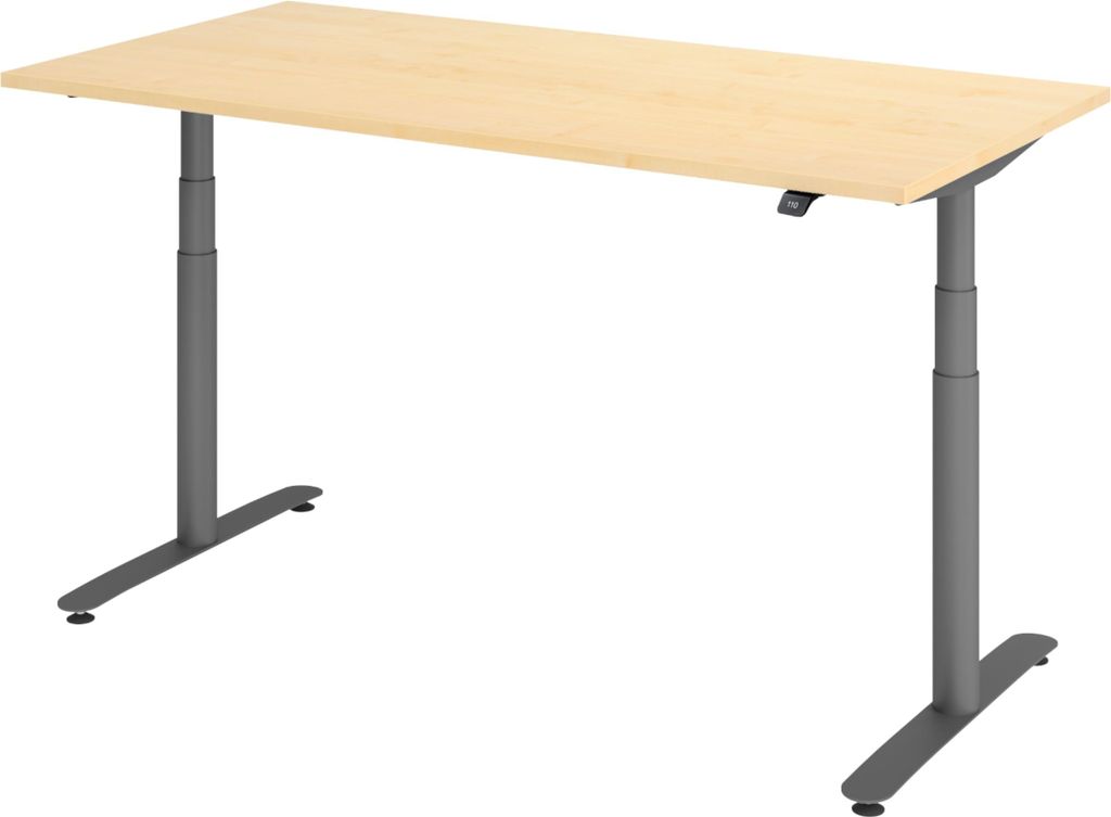 bümö Schreibtisch elektrisch Bluetooth & App XDLR - Nachbildung Ahorn, Größe: 160 x 80 cm, Gestell: Graphit