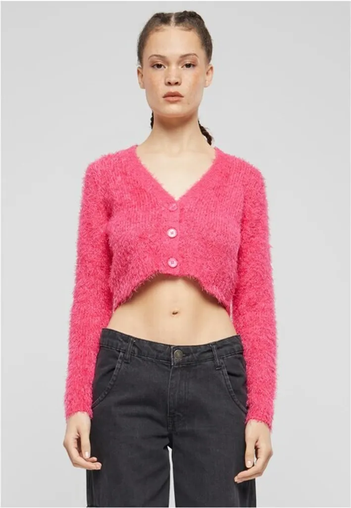 Cardigan Cropped Texture Plumes Rose Fuchsia Urban Classics 5XL