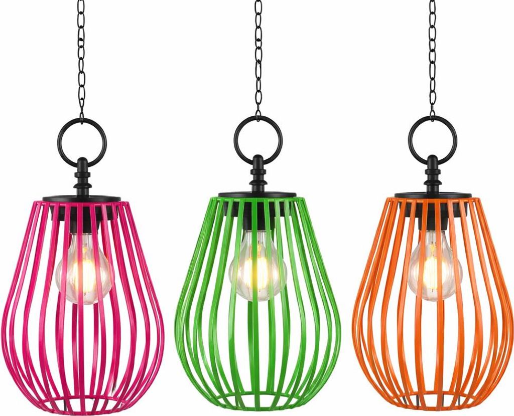 formano 3er Set 16 cm Solar Windlicht Hängend LED Solarlaterne Metall IP44