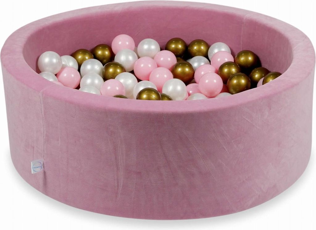 Trockenbecken 90x30cm Velvet Soft Pink mit 200 Bällen: Perlmutt, Altgold, Hellrosa