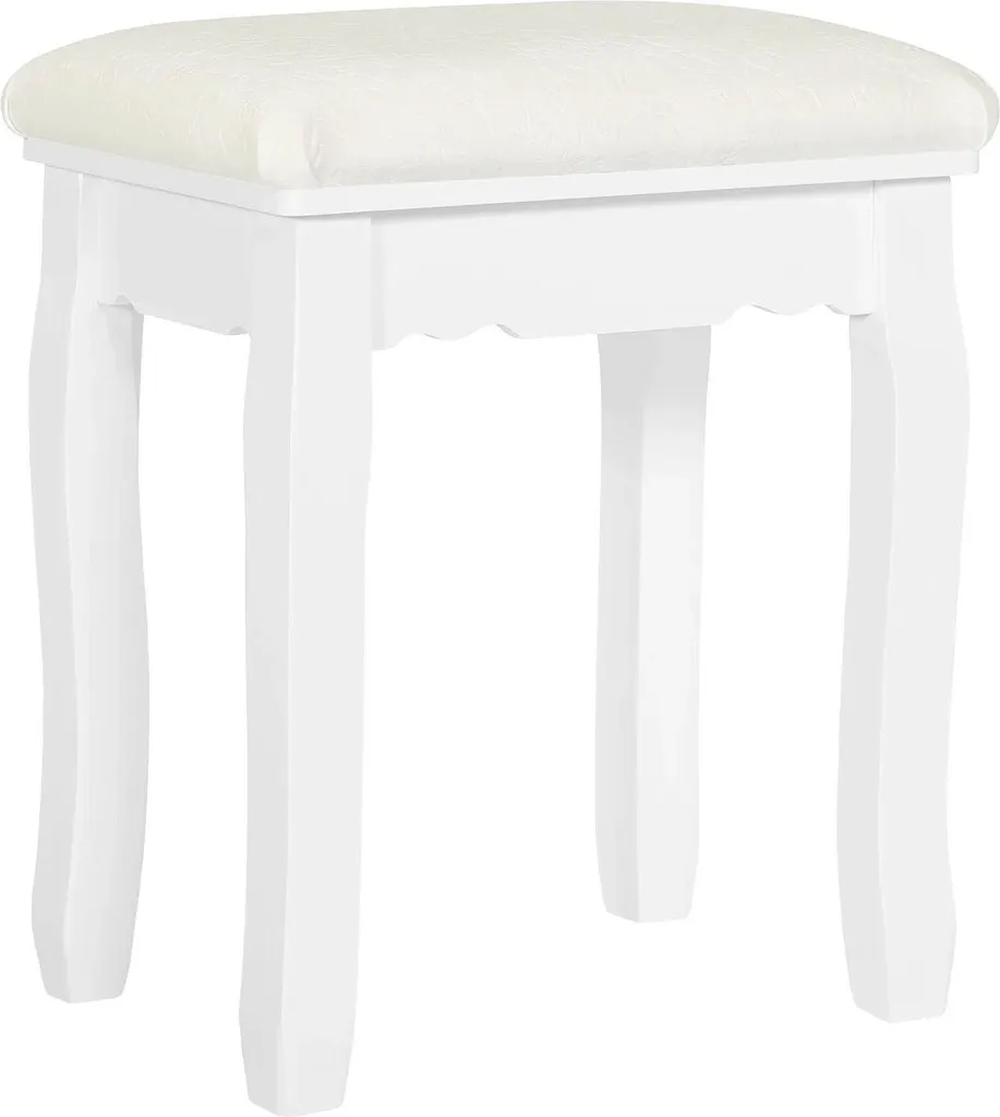 Tabouret Coiffeur Stable et Rembourré Blanc - Solution Gain de Place