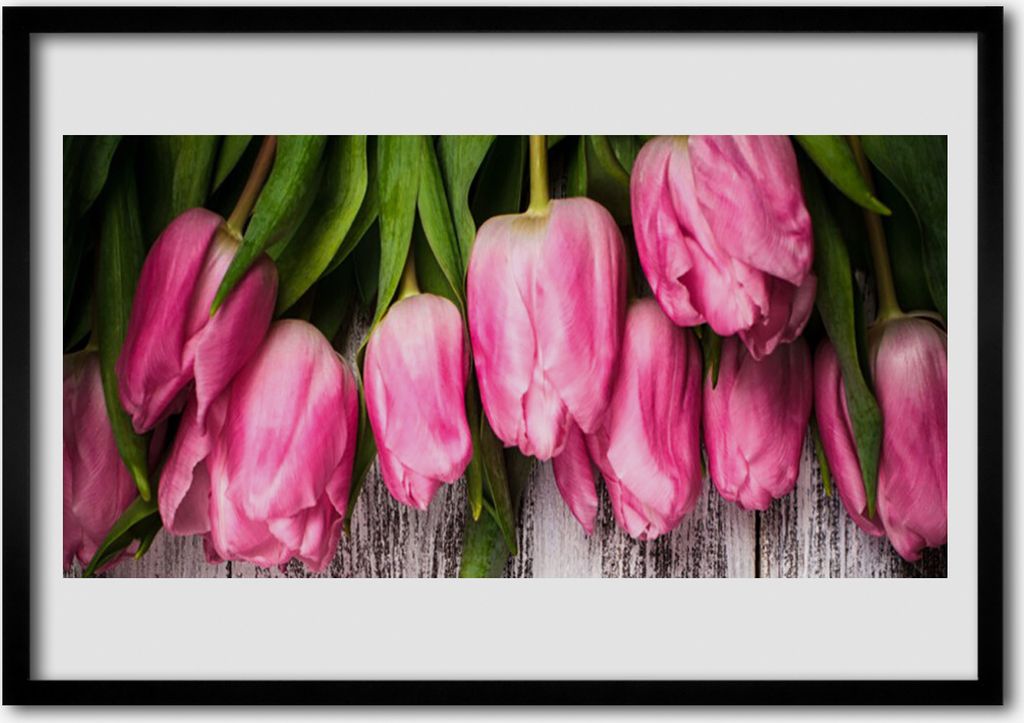 Bild 70x50 MDF-Rahmen Wandkunst Tulpen auf Wand