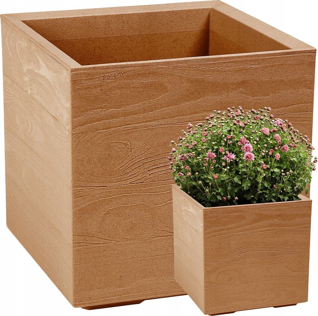 Lamela Blumentopf | Karo | 40cm | Naturholz Produktbild 