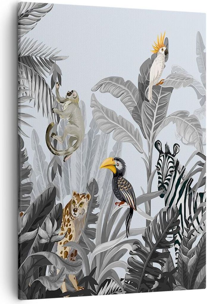 Bild auf Leinwand - Leinwandbild - Einteilig - Dschungel Tiere Tukane - 50x70cm - Wand Bild - Wanddeko - Wandbilder - Leinwanddruck - Wanddekoratio...