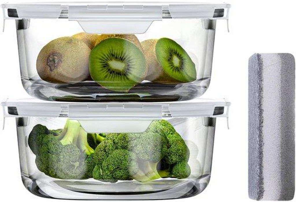 Glasen Gläschichteinschließungen mit Deckeln, verschlossene Kochgefäße aus Glas, Lunchbox mit Deckel, Lebensmittelbeilage (2 Stück 660 ml), mi...