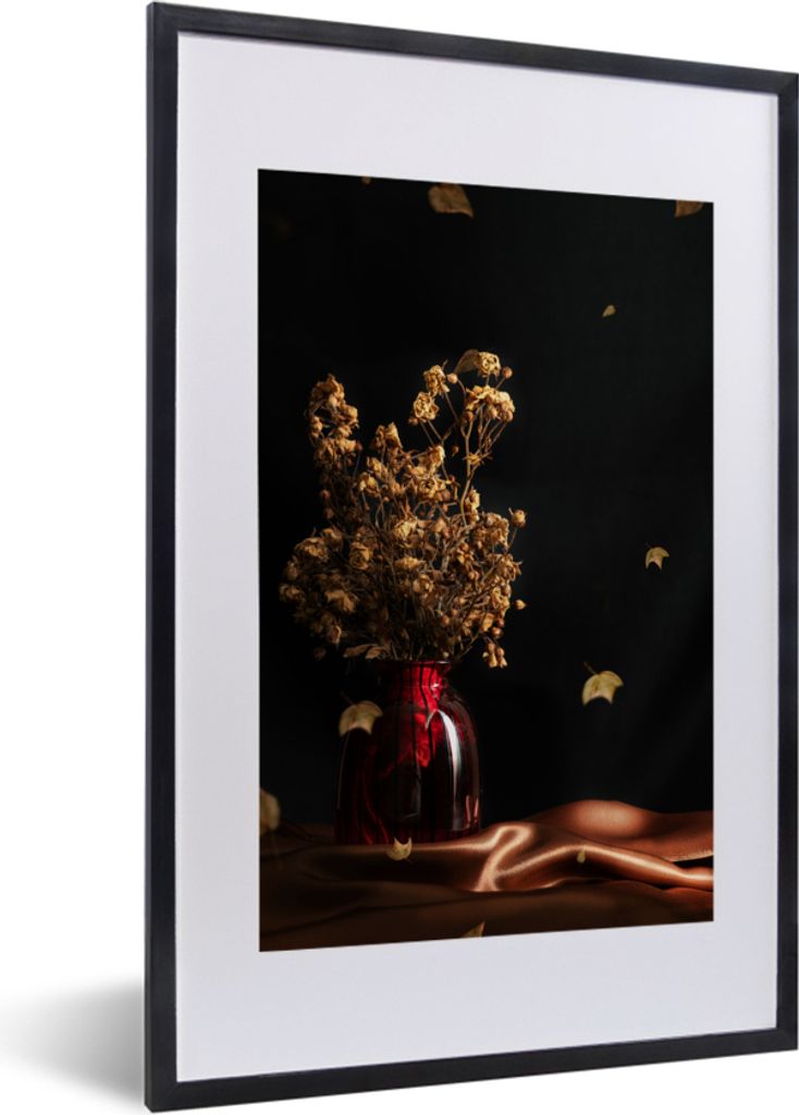 MuchoWow Gerahmtes Poster Getrocknete Blumen - Blumenstrauß - Stilleben 40x60 cm - Poster mit Schwarzem Bilderrahmen Wandposter Rahmen Foto Bild...