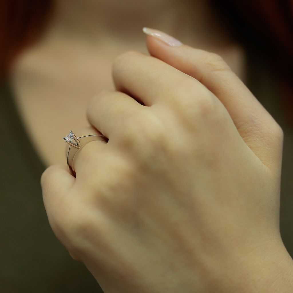 0,23 Carat Diamant Solitär Meisterwerk 14 Karat Weißgold - 54 (17,20 mm)