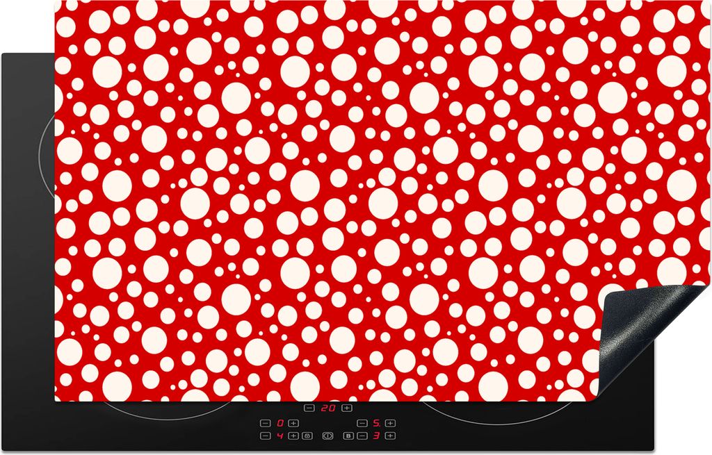 KitchenYeah Herdabdeckplatte Seifenblasen - Rot - Punkte - Muster , 85x52cm, Küche Deko, Glaskeramikkochfeld Herdabdeckung, Abdeckplatte fùr Ko...