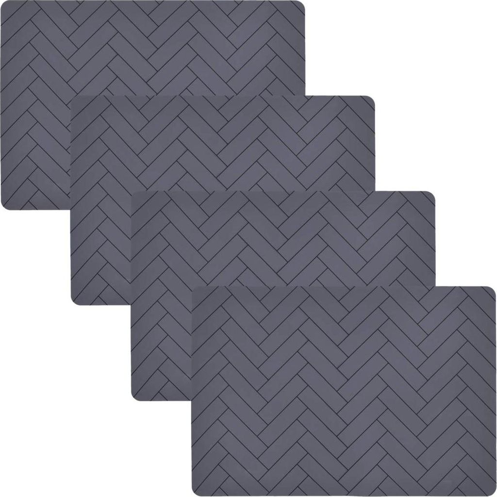 Södahl Tischset Platzset 4er abwischbar 48x33cm Platzdecken Tischuntersetzer grau